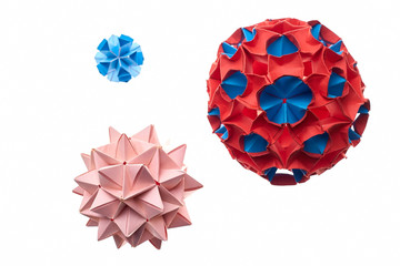 Captivating origami ball crafts. Complex modular paper models made by professional artist. Japanese...