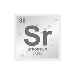 Vector symbol of Strontium from the Periodic Table of the elements on the background from connected molecules