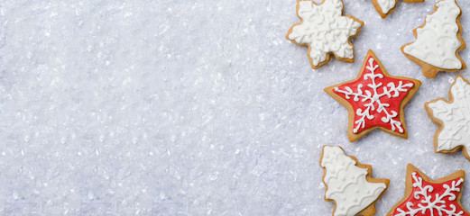 Christmas Cookies on Bright Background with Free Space