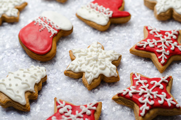 Christmas Cookies on Bright Background with Free Space