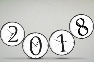 Four clocks with number 2018
