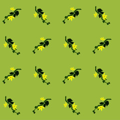 Decorative design Bindweed beautiful Yellow flower green leaf Background greeting & fabric seamless pattern