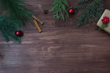 Christmas background brown wooden