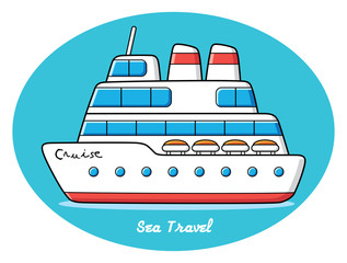 Cruise ship. Sea travel icon.