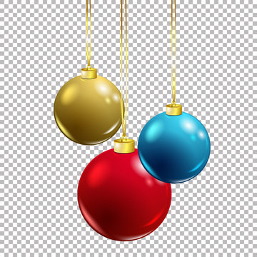Vector Christmas decoration - colorful baubles red, blue and gold