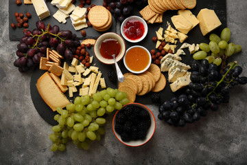 Cheese platter with grapes