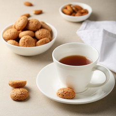 Black tea in white cup