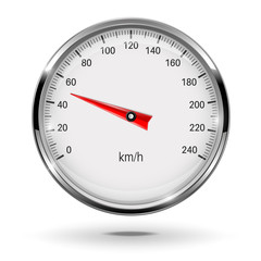 Speedometer. Round gage with chrome frame