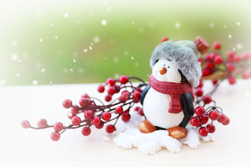Penguin Christmas decoration  winter background
