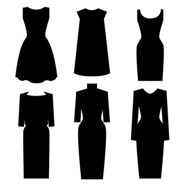 Little Black Dress Designs. Vector set
