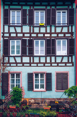 Fototapeta na wymiar Quaint timbered houses of Petite France in Strasbourg, France. Franch traditional houses at Strasbourg, France.