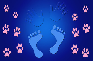 Illustraion of Foot Prints and Hand Prints