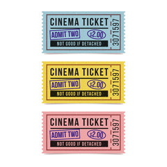 Movie tickets isolated on white background.