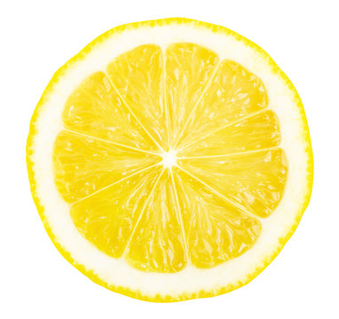 Lemon slice isolated on white background.