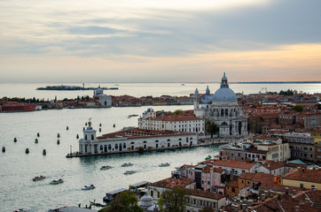 Fototapeta na wymiar Sunset in Venice from St Mark's Campanile
