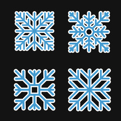 Set square snowflake. Flat icon. Vector