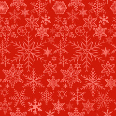 snowflakes on red background.