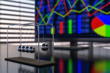 Newton's cradle pendulum (3d rendering)