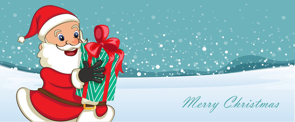 Santa Claus holding Christmas present