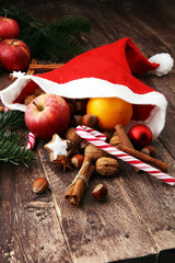 christmas cookies and santa had with spieses, nuts and fruits.