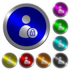 Lock user account luminous coin-like round color buttons