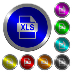 XLS file format luminous coin-like round color buttons