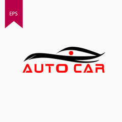 Sports car silhouettes isolated on white background. Front, rear, side views. Vector illustration