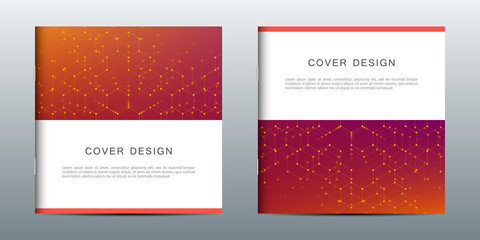 Square brochure template with hexagonal background. Medicine, science and technology concept, vector illustration.
