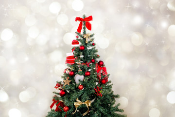 Christmas background - baubles and christmas tree