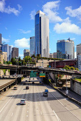 Obraz na płótnie Canvas Interstate Through Downtown Seattle