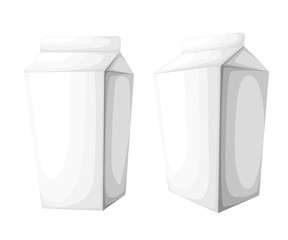 Juice and milk blank white carton boxes 3d. Isolated object. Vector illustration. Mock-up packages on white background Web site page and mobile app design