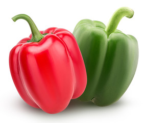 Fresh red and green bell peppers