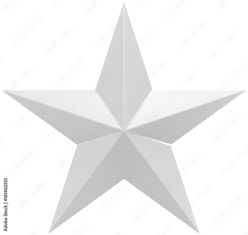 Wall mural christmas star white - 5 point star - isolated on white