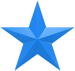 Christmas Star blue - 5 point star - isolated on white