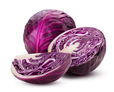 Red Cabbage One Cut In Half And Slice