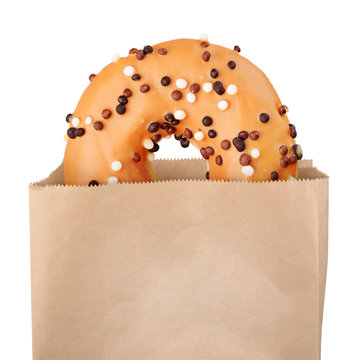 Yellow Donut In Paper Bag