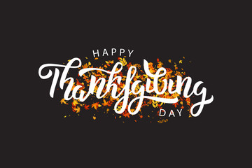 Vector realistic isolated lettering Thanksgiving Day for decoration and covering on the dark background.