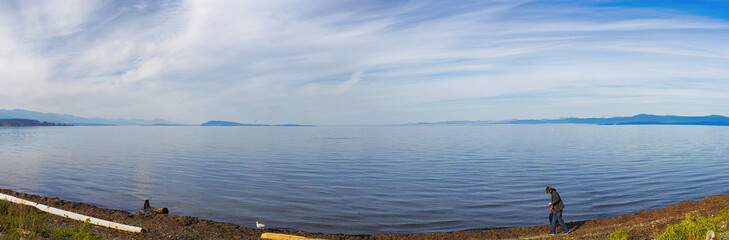 Obraz premium Panoramic view of qualicum beach in vancouver island, BC, canada