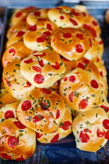 Fresh mini pizza at market