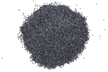 Pile of poppy seeds isolated on white background