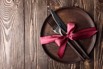 Beautiful table setting on wood