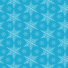 snowflakes on blue background.