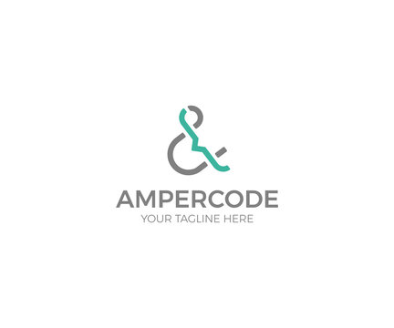 Ampersand and Code Logo Template. Letters Vector Design