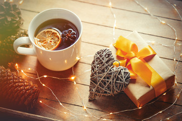 Cup of tea and Christmas box