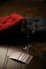 Pillows on a wooden parquet floor