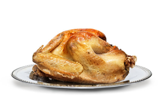 Golden Roasted Turkey Isolated on White