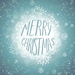 Christmas card with hand drawn snowflakes and lettering