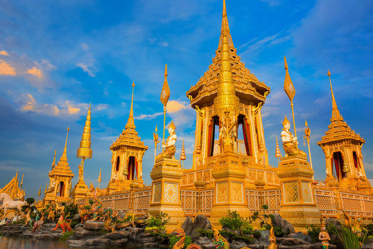 The royal crematorium of His Majesty late King Bhumibol Adulyadej built for the royal funeral at Sanam Luang, Bangkok, Thailand