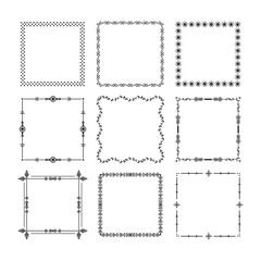 Black Christmas square frames and borders emblem icons set on white background
