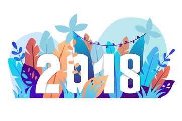 2018 year. new Year. tropics. background. vector illustration
